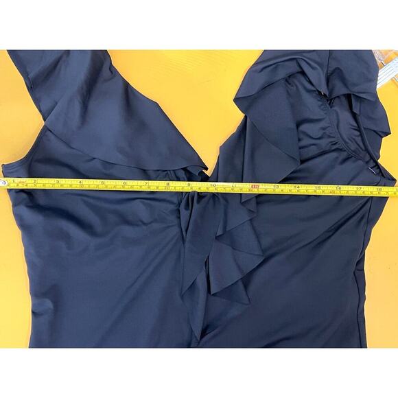 La Blanca Island Goddess Ruffle Plunge One Piece - Size 16 NEW - Picture 11 of 11